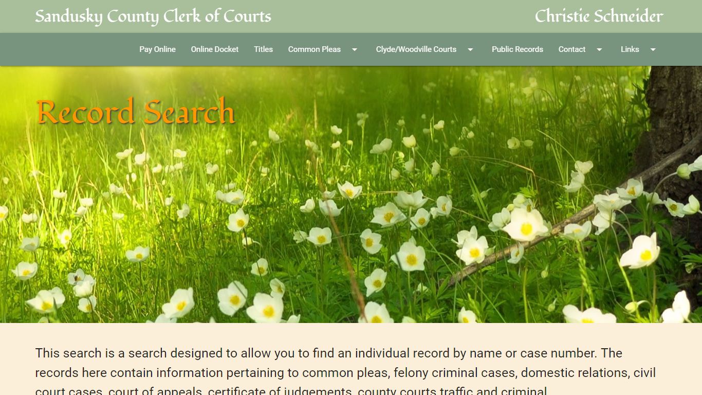 Welcome to the Clerk of Courts Web Site! - Christie Schneider